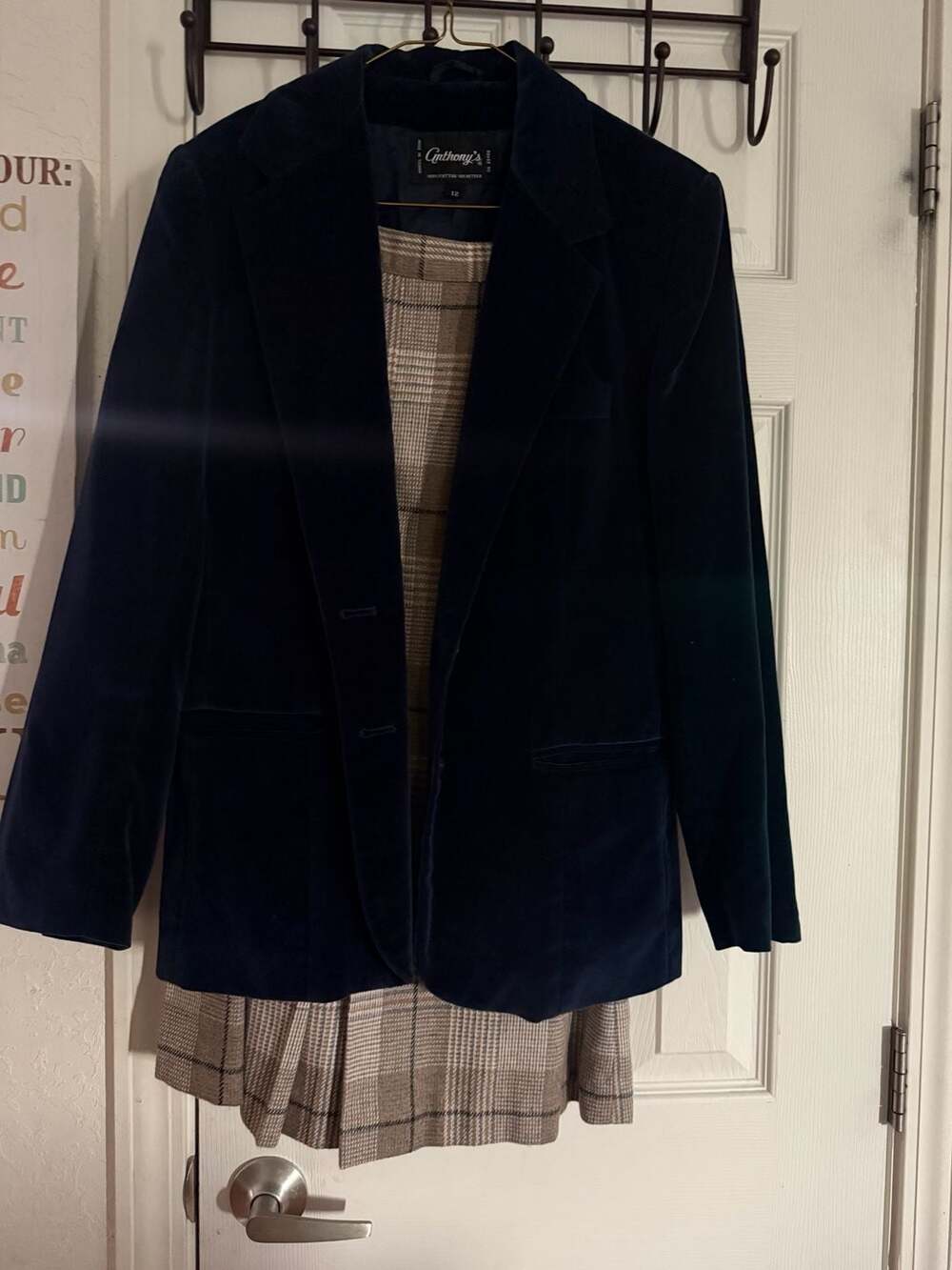 Anthony's Vintage Navy Cotton Velveteen Blazer Jacket and skirt.